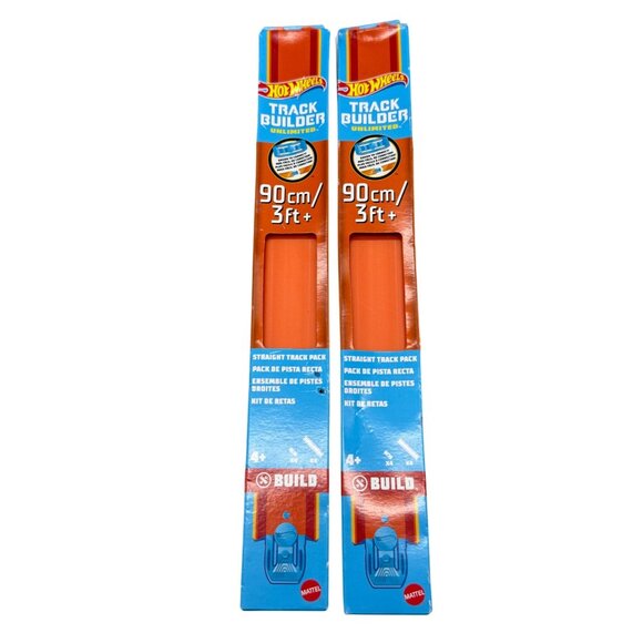 set of 2 Hot Wheels Track Builder Unlimited Straight Track Pack 90cm/3ft+ 4 Pack - Picture 1 of 7